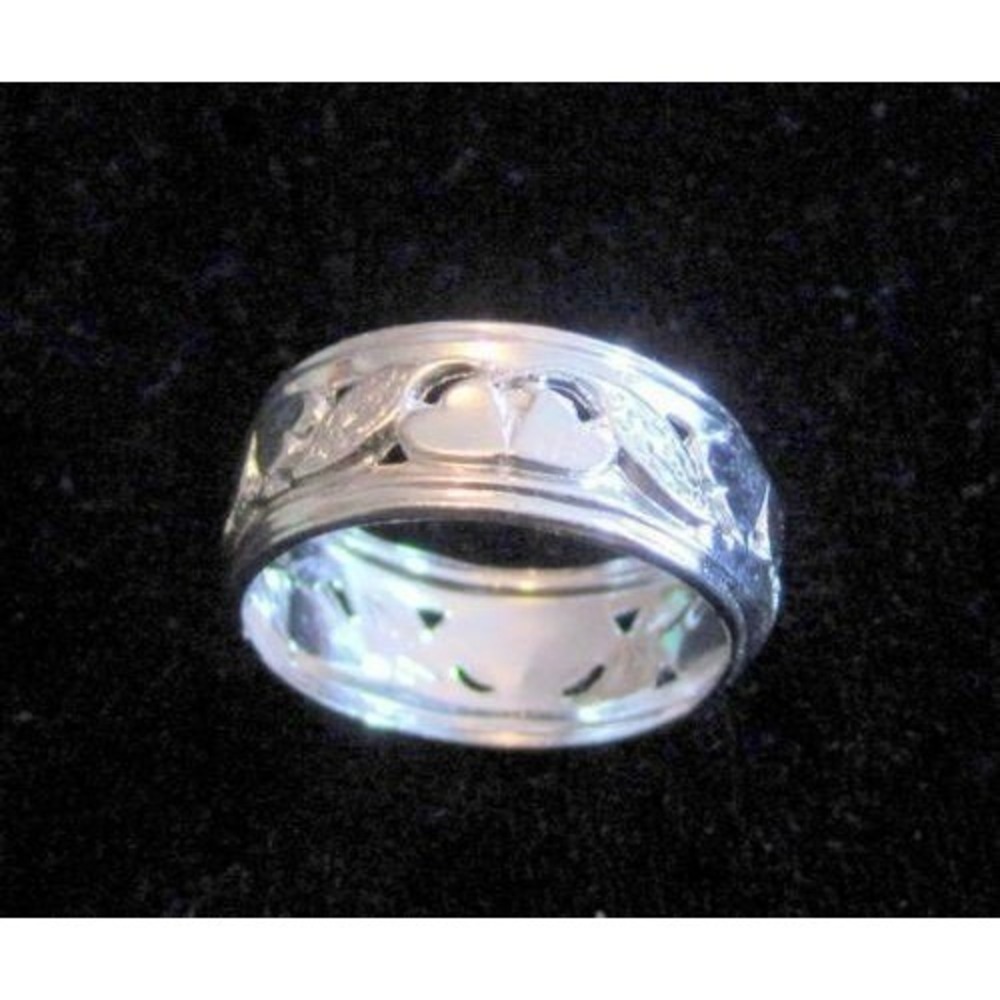 Vintage Stunning Wide Heart Design Band Esposito Silver Filled Ring Size 9 - Picture 5 of 7